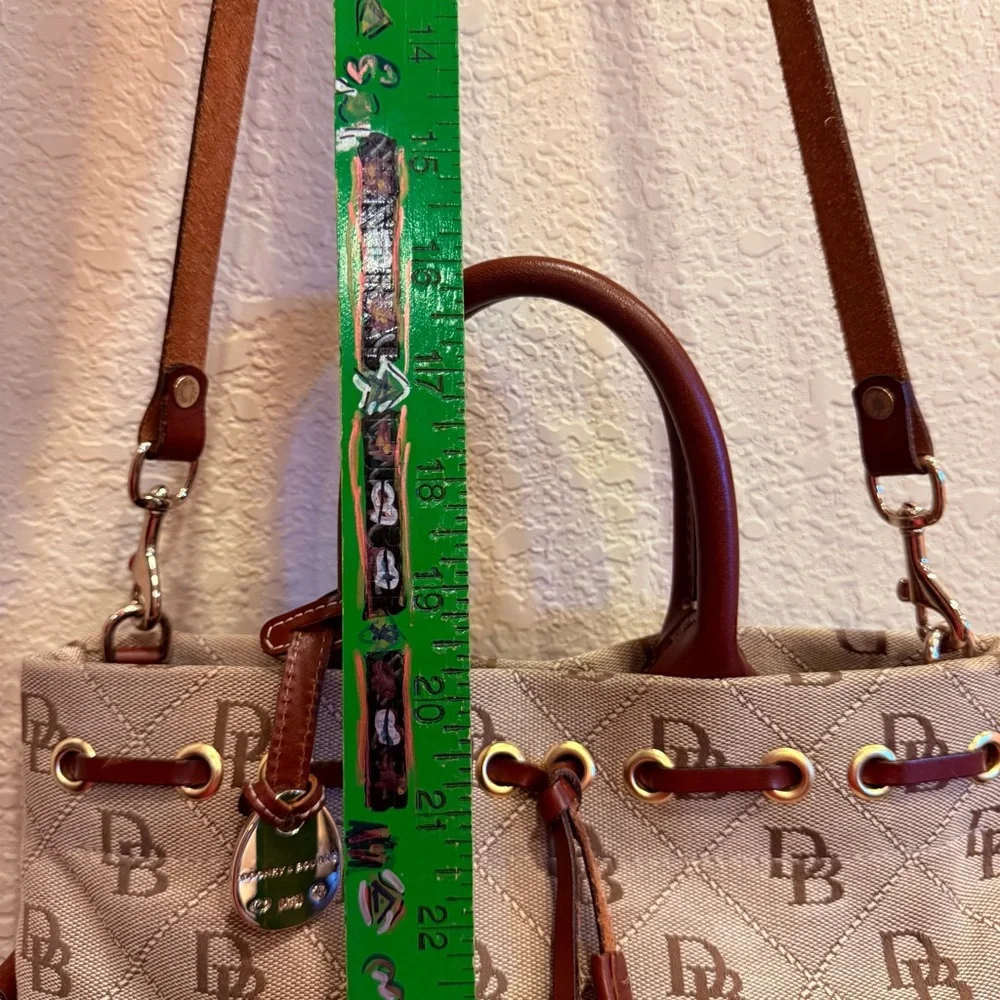 Dooney & Bourke Women’s Tan and Brown Signature Logo Canvas and Leather Bag